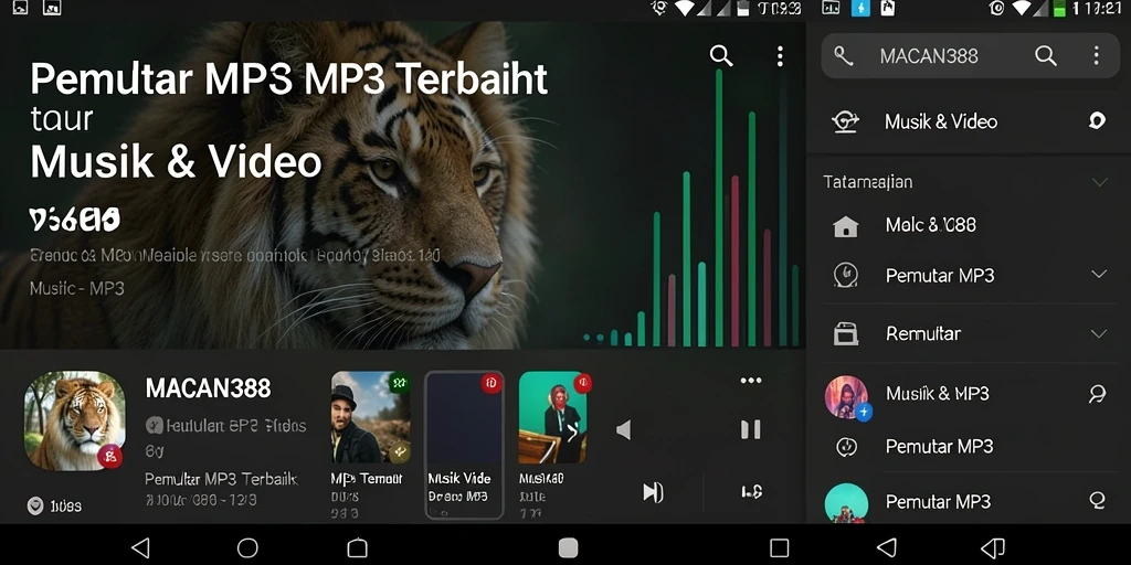 Tampilan antarmuka <strong>MACAN388</strong> yang sederhana dan mudah digunakan untuk Pemutar MP3.