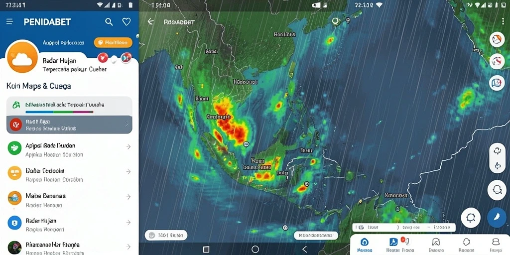 Tampilan antarmuka utama PENIDABET yang menampilkan radar hujan.