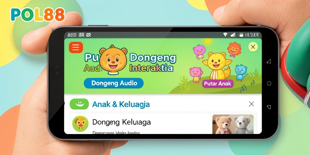 Antarmuka aplikasi POL88 yang ramah anak dengan koleksi dongeng audio.